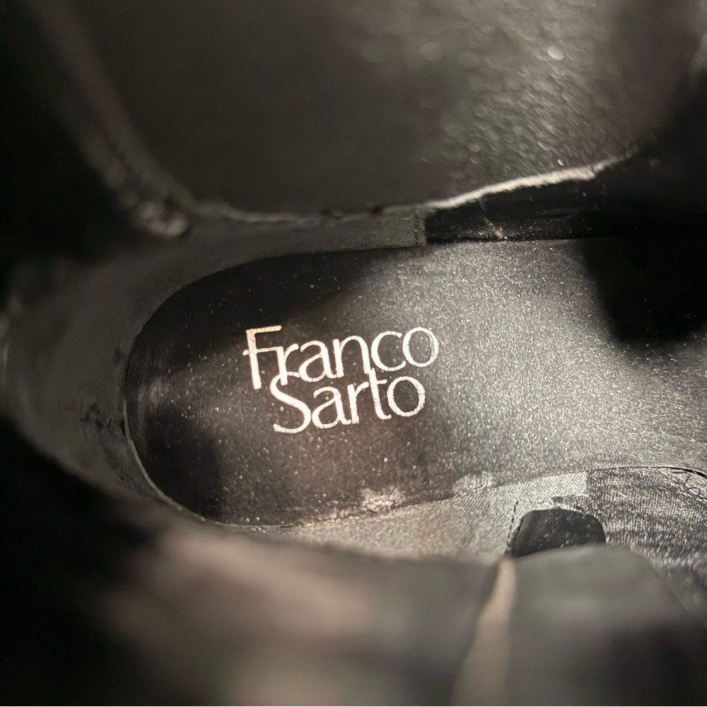 Franco Sarto Nellie Black Chelsea Heeled Bootie 8M - Picture 12 of 14